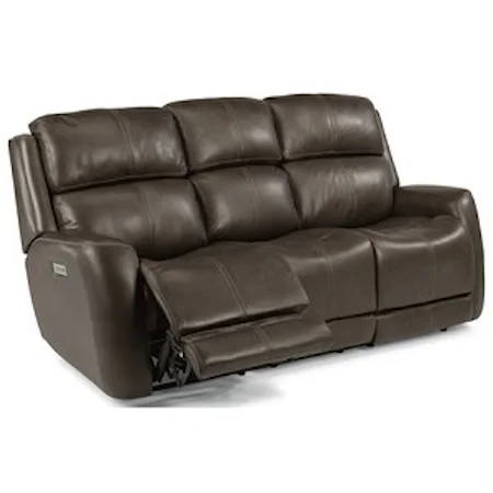 Casual Power Reclining Sofa with Power Headrest & Power Adjustable Lumbar Support